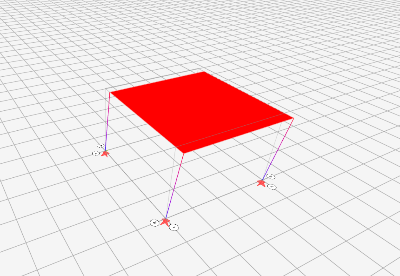 Mode 1: the floor has shifted along X relative to the grey outline of the undeformed frame
