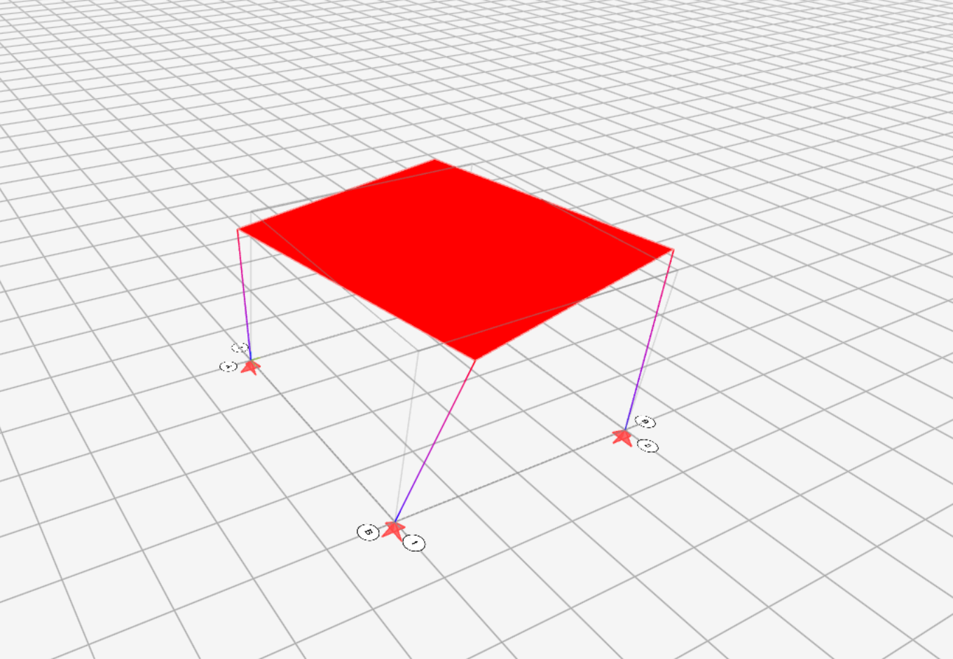 Mode 2: the floor has rotated about the vertical axis relative to the grey outline of the undeformed frame