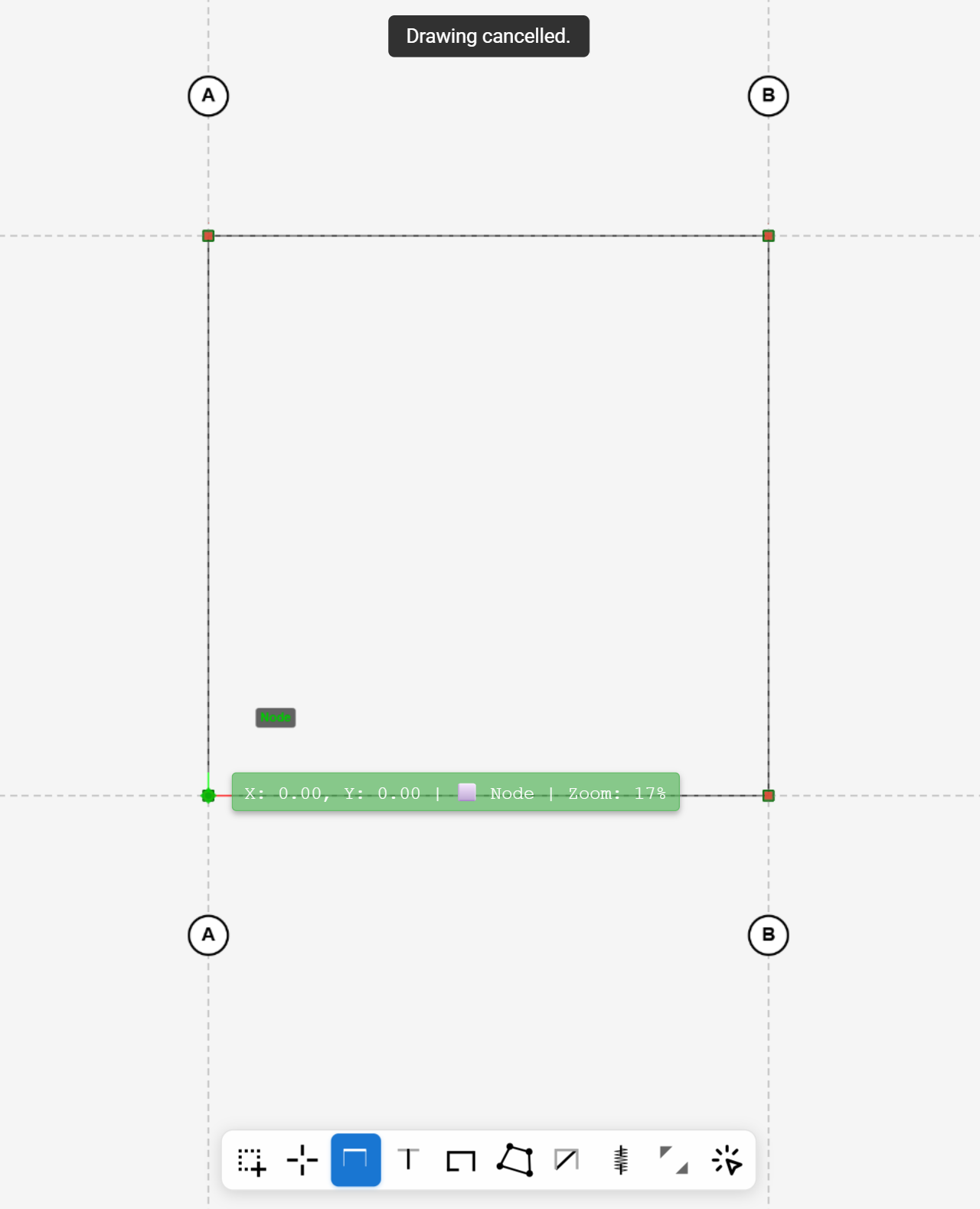 Plan view at Level 1 with four beams drawn around the square