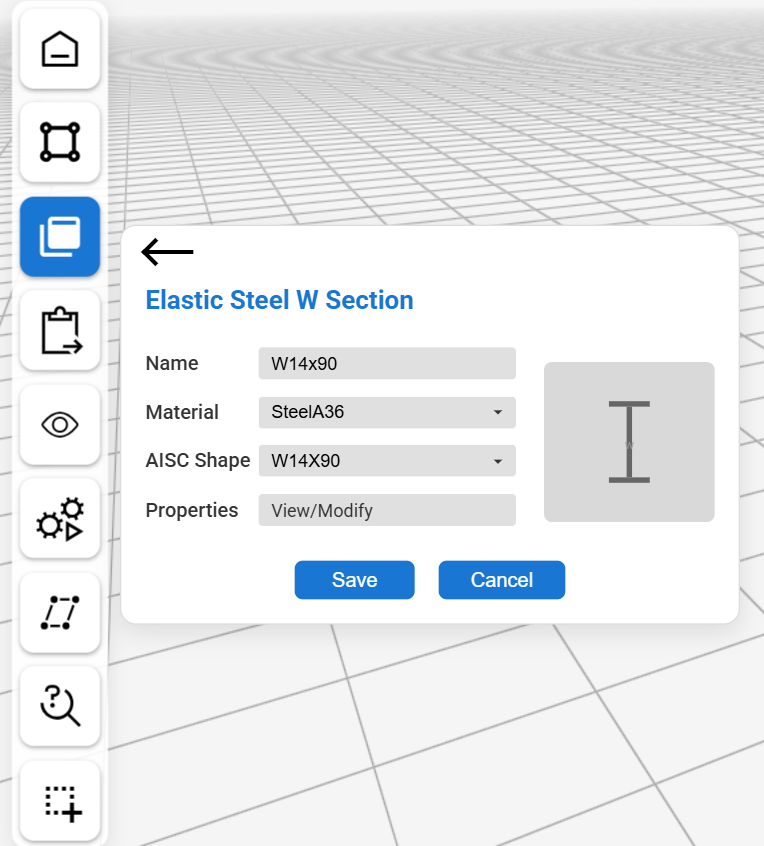 The Elastic Steel W Section form filled in for W14x90
