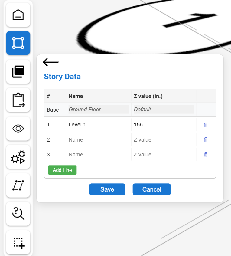 The Story Data panel with the Base row and Level 1 at 156